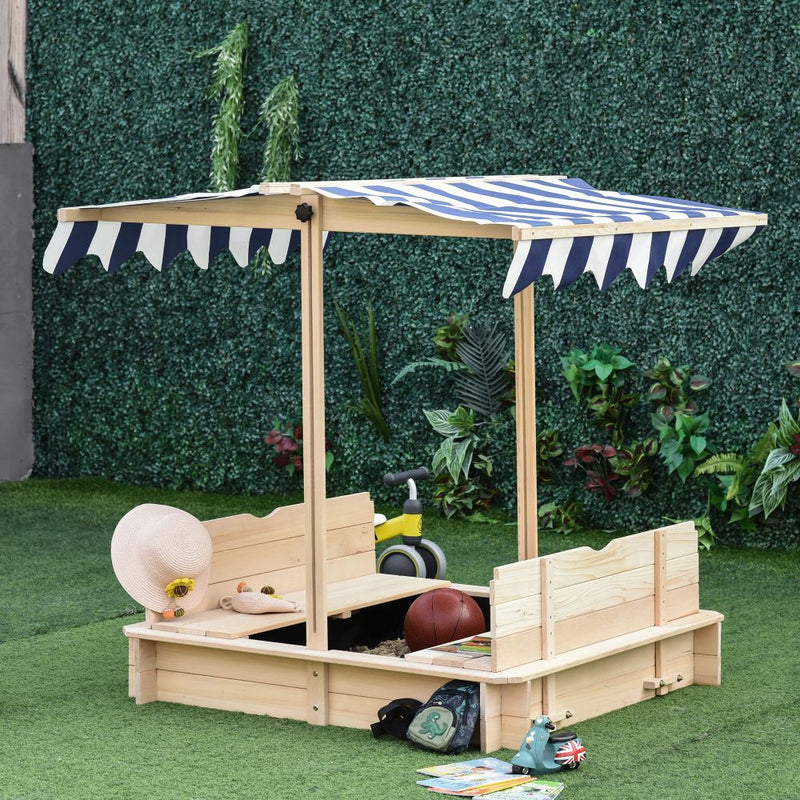 Covered Childrens Sandpit Children's Square Wooden Sandpit With Canopy Outsunny The Little Baby Brand