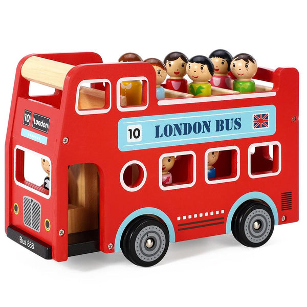 Toy Cars Wooden Double Decker Red London Bus SOKA Play Imagine Learn The Little Baby Brand