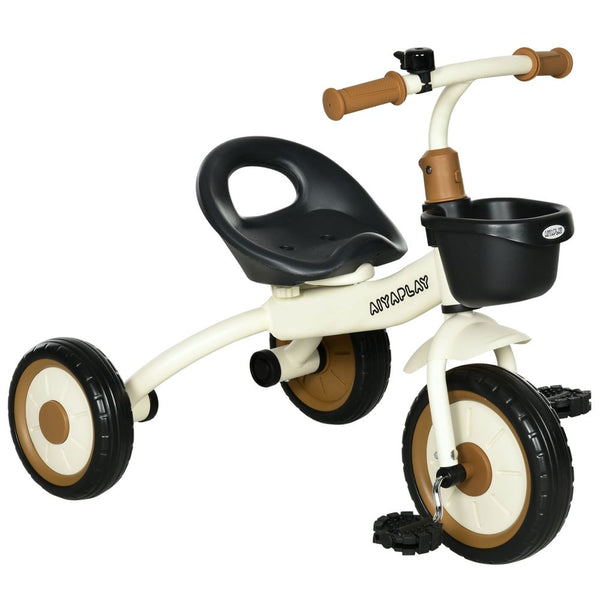 Kids Trike, Tricycle with Adjustable Seat, Basket, Bell for Ages 2-5 Years White AIYAPLAY The Little Baby Brand
