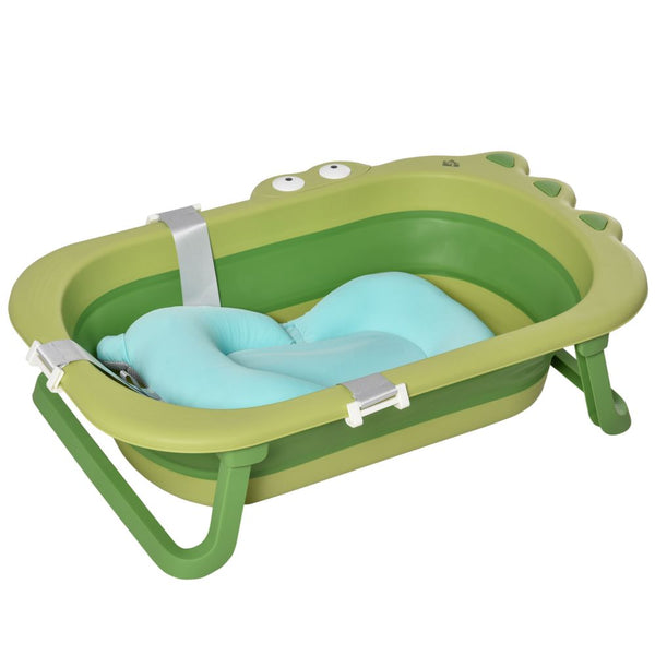 Baby Bath Tub for Toddler Foldable w/ Baby Cushion for 0-3 Years Green HOMCOM Unbranded The Little Baby Brand