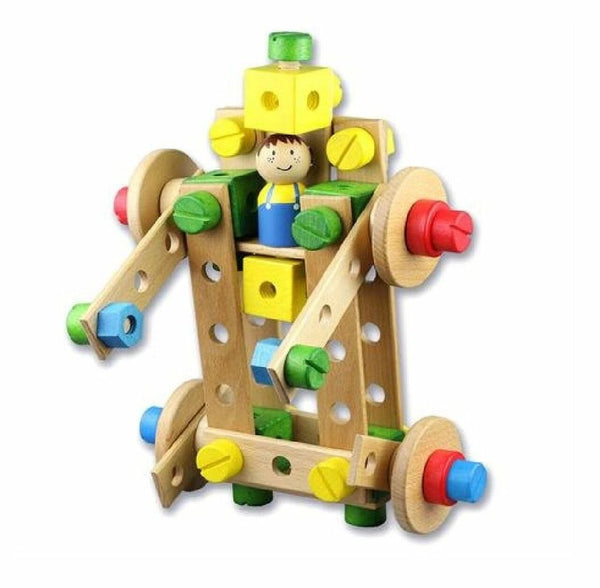 Lelin Wood Wooden Building Activity Toy For Kids Imagnation And Creativity Skill Lelin The Little Baby Brand