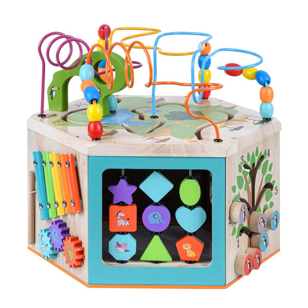  Preschool 7 in 1 Large Educational Wooden Activity Cube PS-T0005 Teamson Kids The Little Baby Brand