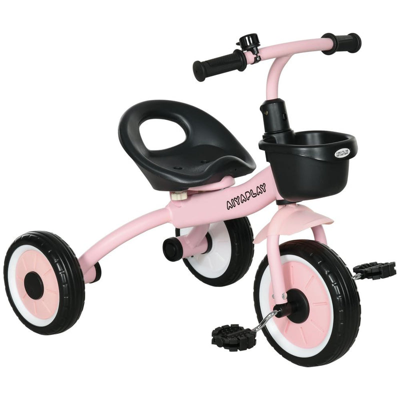 Kids Trike, Tricycle with Adjustable Seat, Basket, Bell for Ages 2-5 Years Pink AIYAPLAY The Little Baby Brand